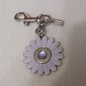 Coach Lilac Enamel Daisy Key Charm with Silver Hardware